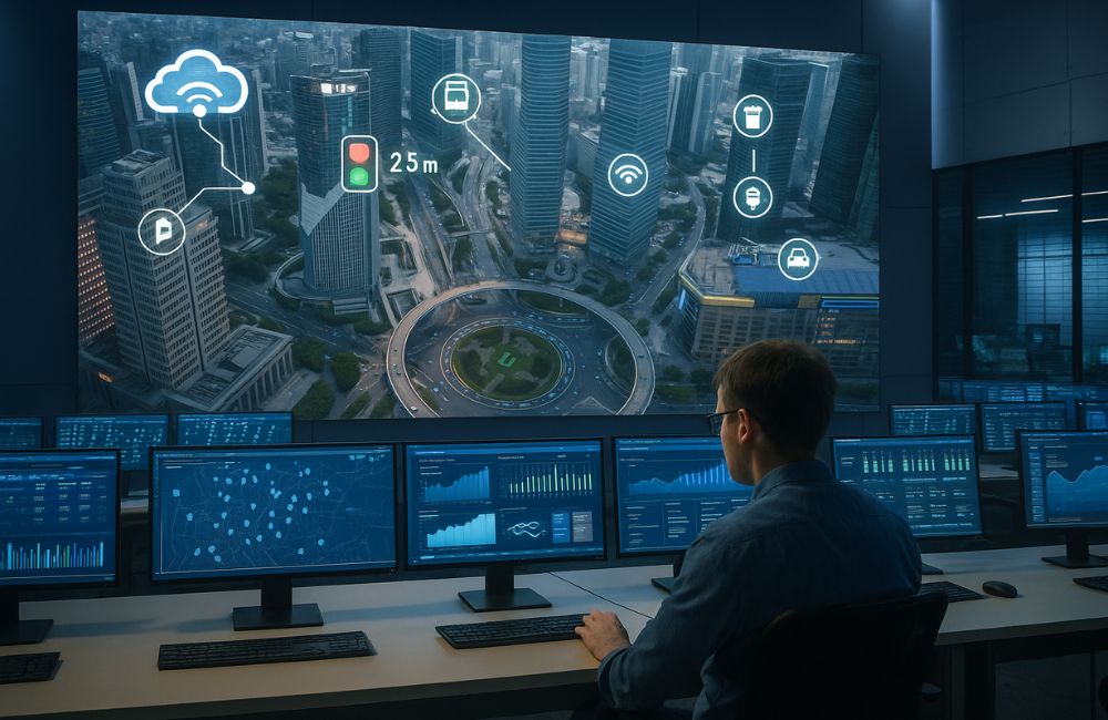 Painel de controle com dados urbanos em tempo real